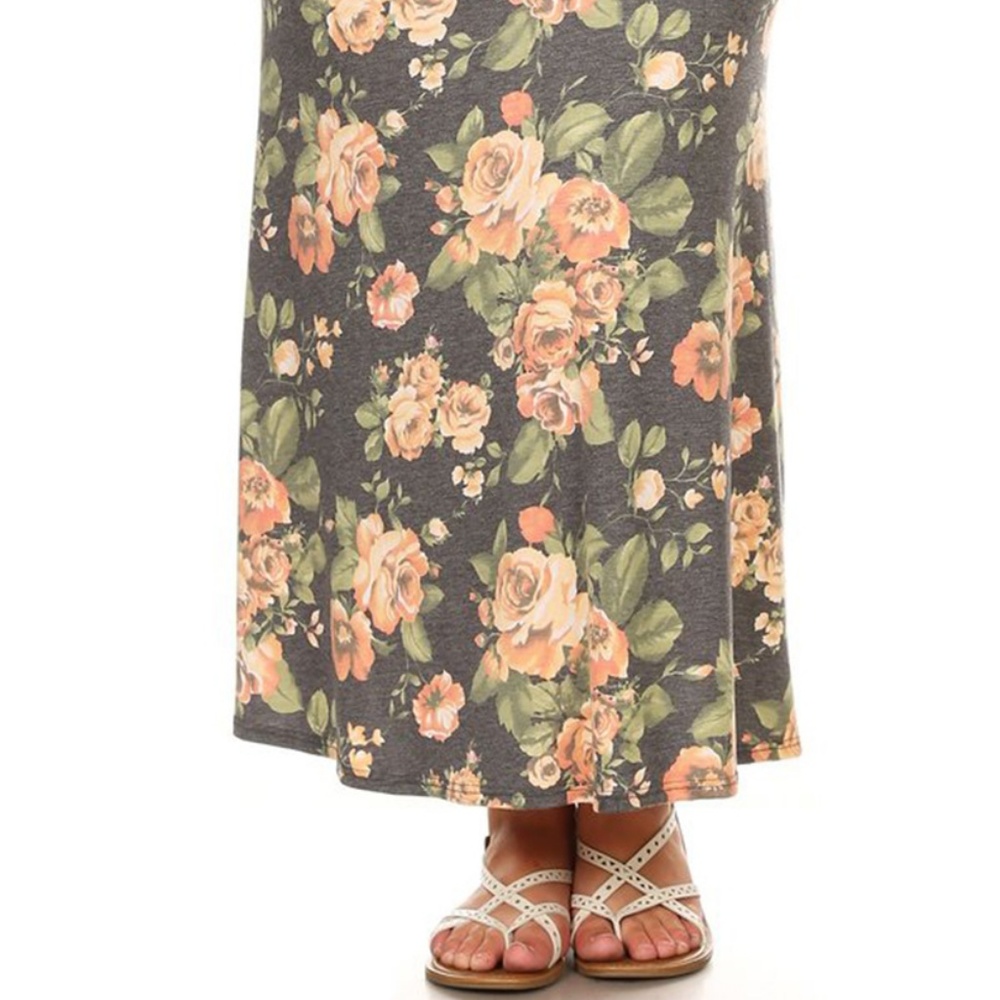 MAXI SKIRT IN GRAY FLORAL